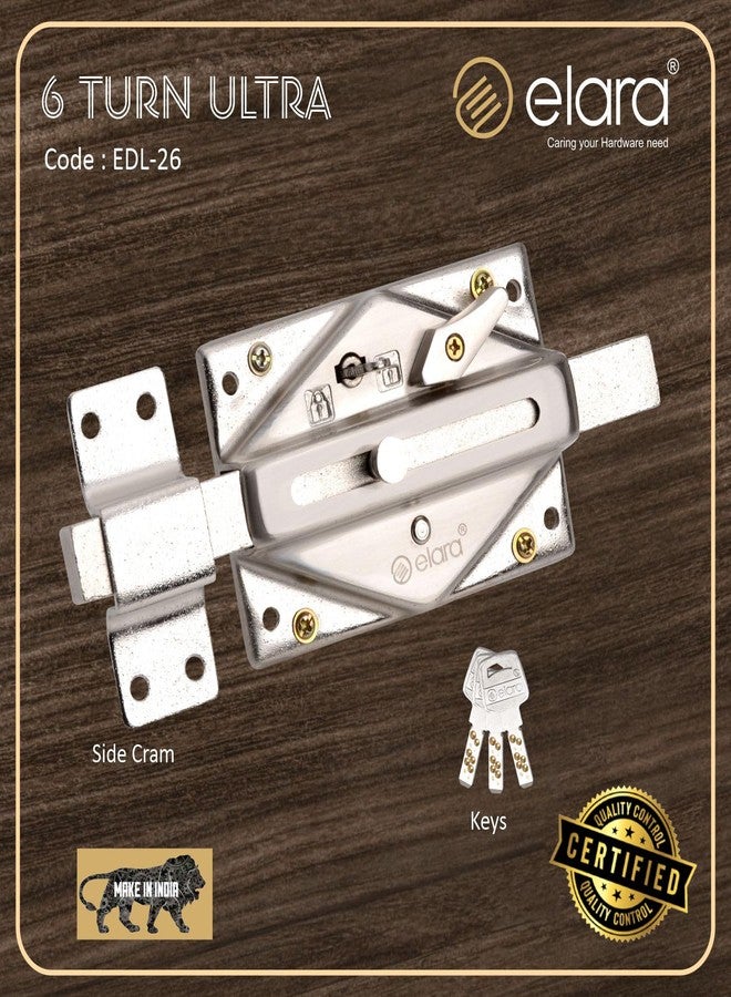 إلارا أقفال Elara Interlock Deadbolts مع ضمان لمدة 10 سنوات | قفل بست دورات للباب الرئيسي | قفل باب مفرد ومزدوج بمفتاح نحاسي فائق القوة بأربعة مفاتيح | للمكاتب | الغرف | قفل مصراع (EDL-26 SS) - Image 4